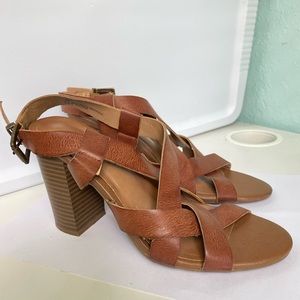 Brown Leather Strappy Heels - 7